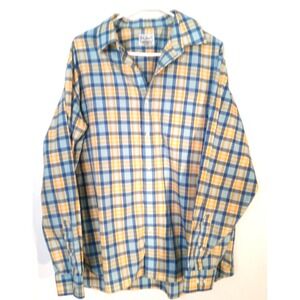 LL Bean Shirt Mens SZ L Button Down Traditional Fit 100% Cotton Blue Yello Plaid